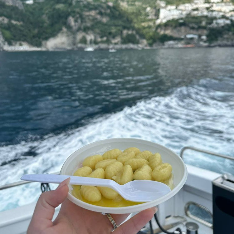 Amalfi coast by boat with aperitif and bathing stop